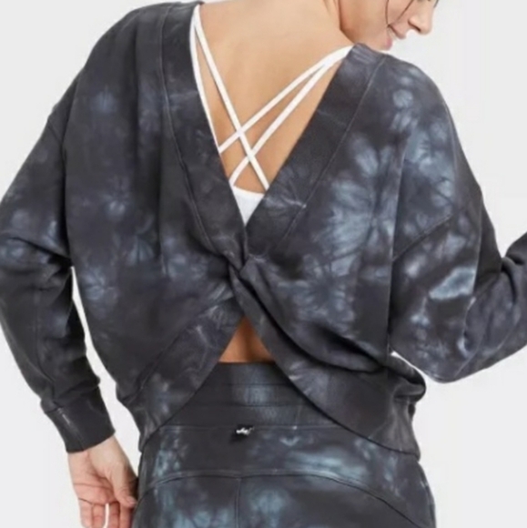 JoyLab Black Tie Dyed Reversible Pullover Sweatshirt Size XS NWOT - Picture 1 of 8
